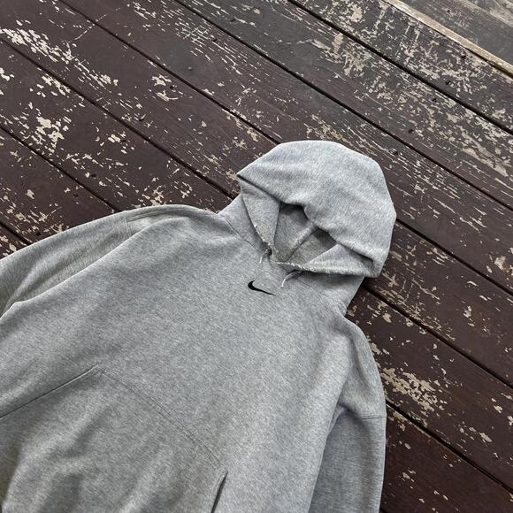 Nike Other - (L) Vintage 90s Y2K Nike Center Swoosh Hoodie Gray Black Travis Scott Distressed